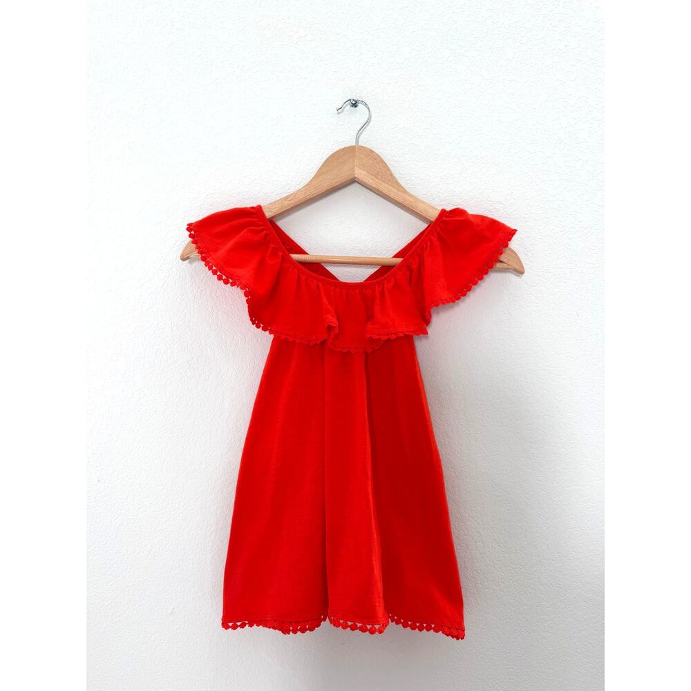 Tommy Bahama Girls Coral Red Ruffle Dress L 10/12